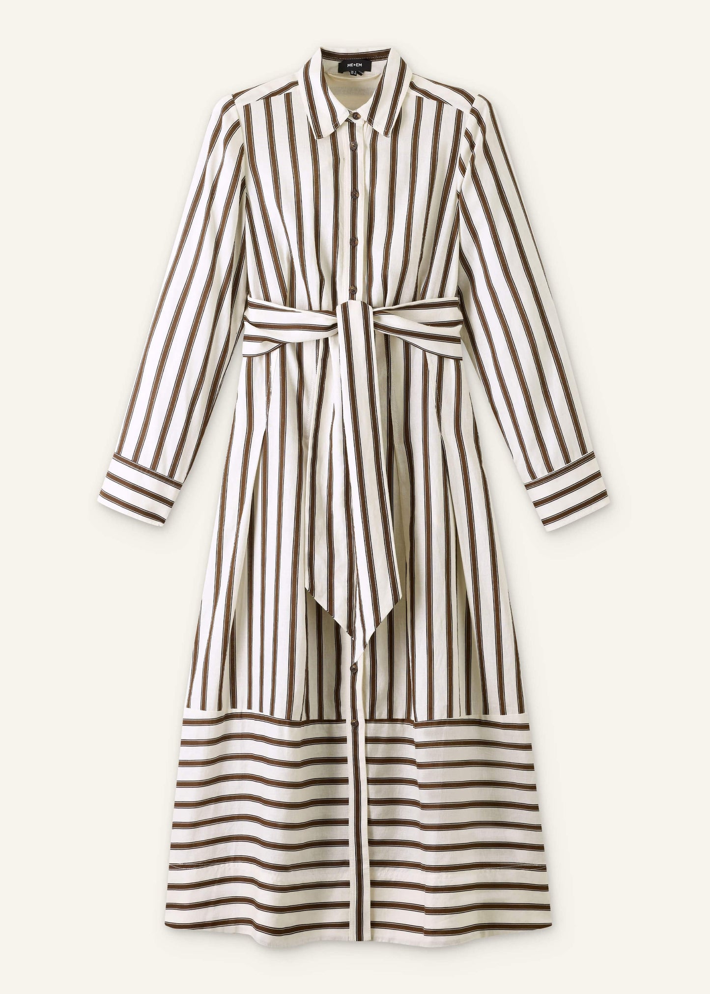 Cream Spring Stripe Maxi Dress + Belt