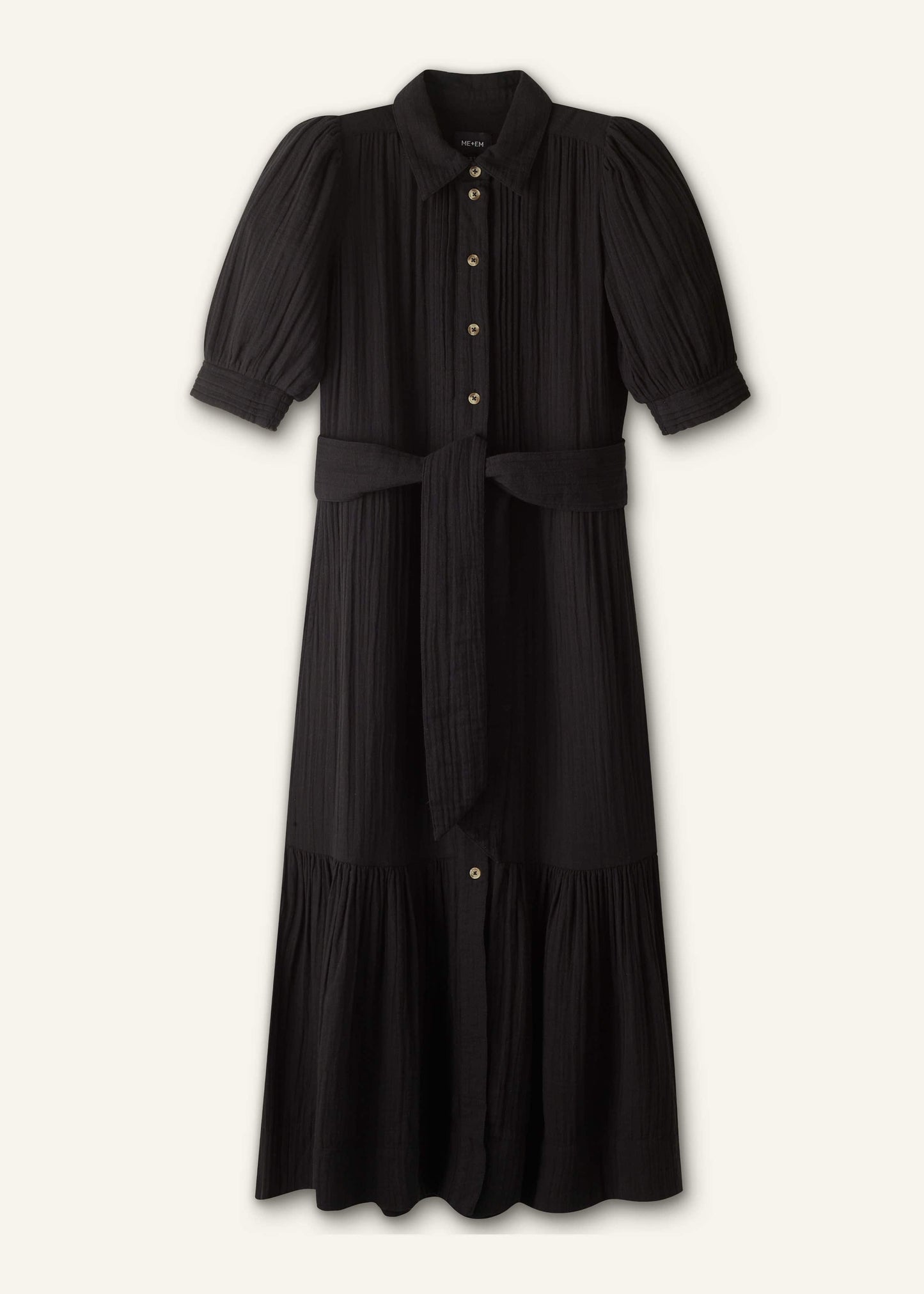 Black Cheesecloth Midi Shirt