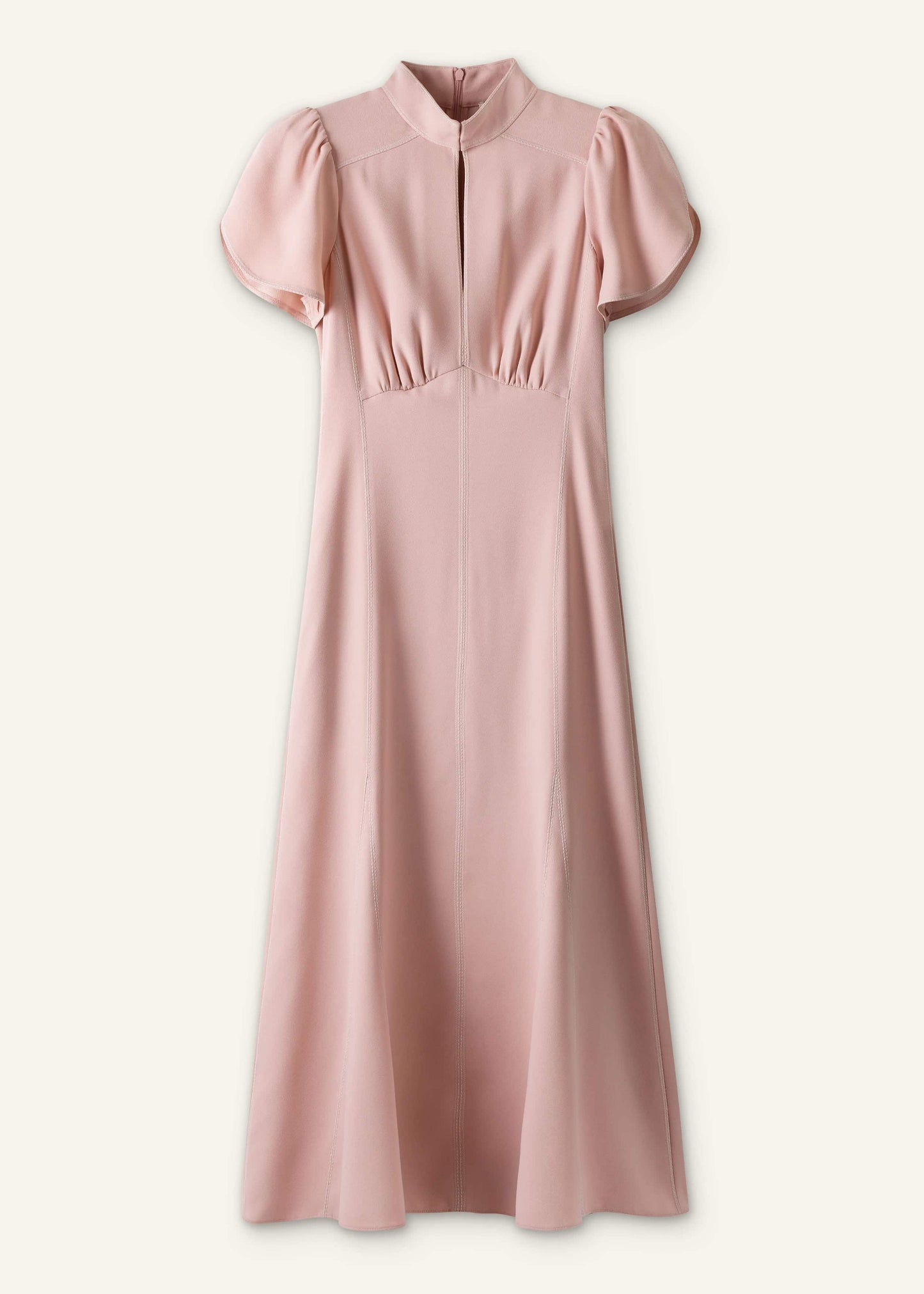 Smoke Pink Contrast Stitch Midi Dress