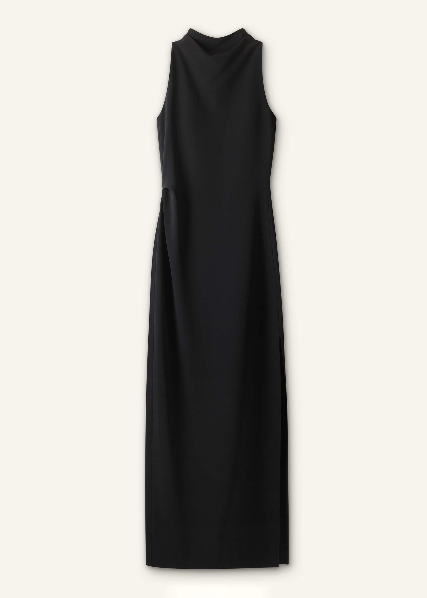 Black Draped Full Length Dress