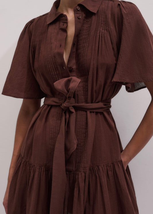 Cinnamon Brown Mini Swing Dress