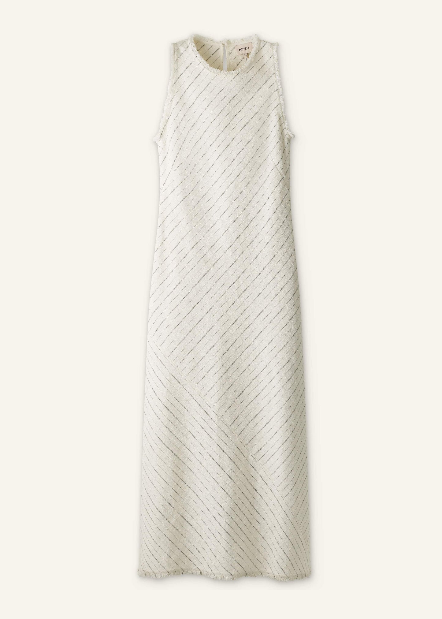 Ivory Striped Bias Cut Maxi Dress