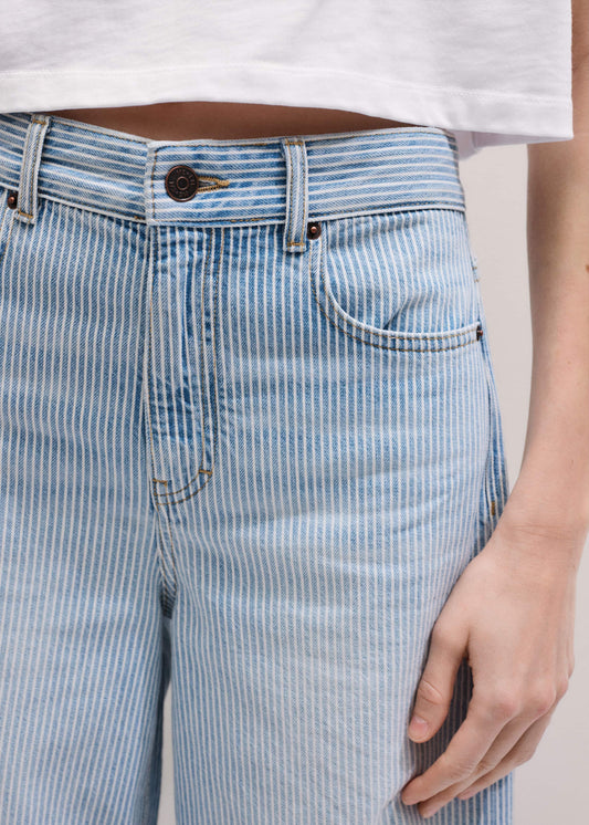 Blue Micro Stripe Ultimate Wide-Leg Jean