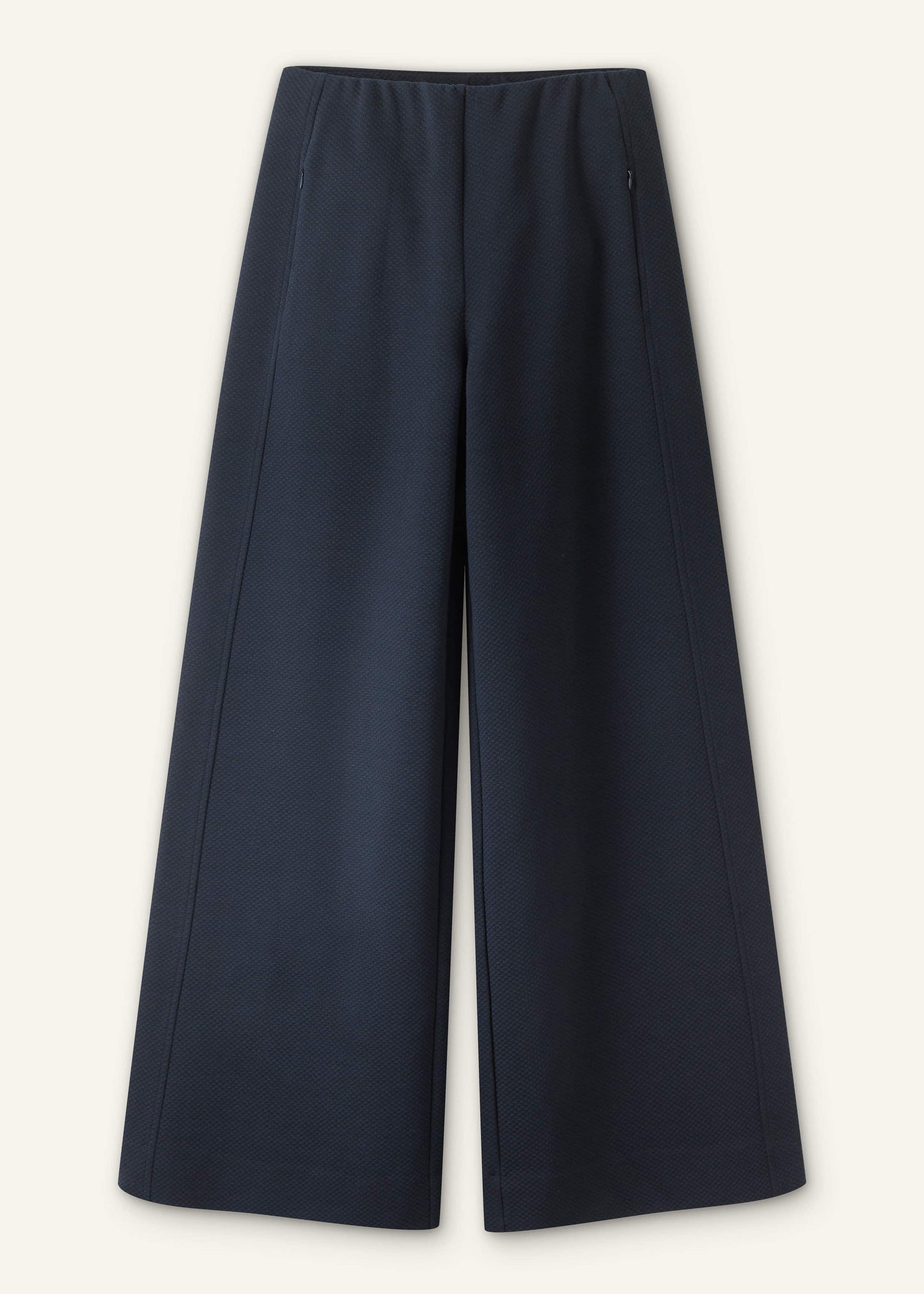 Navy Cable Jacquard Wide-Leg Pant