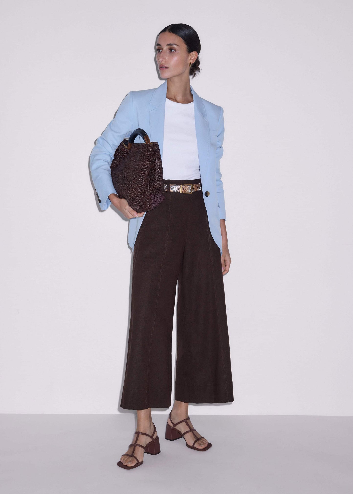 Brown Crop Wide-Leg Pant