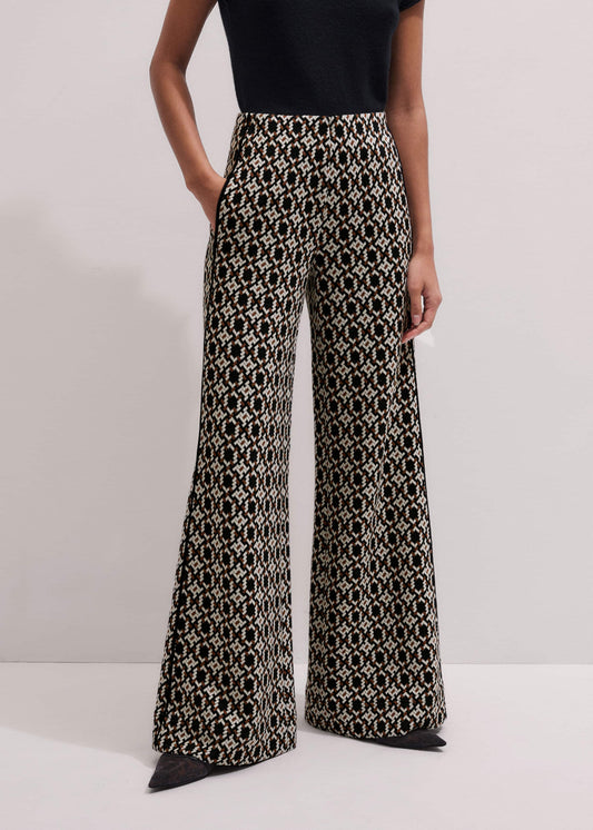 Navy Graphic Jacquard Wide-Leg Pant