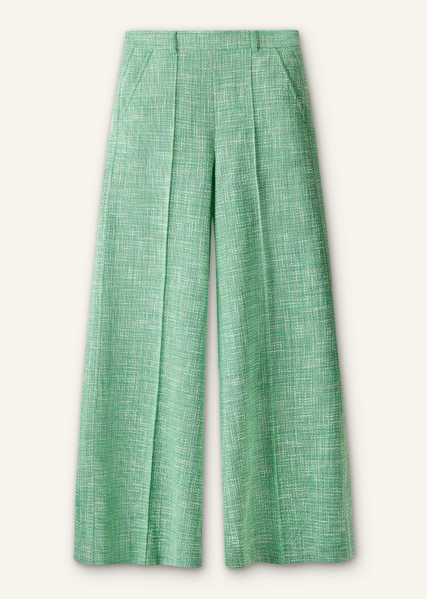 Green Textured Wide-Leg Pant