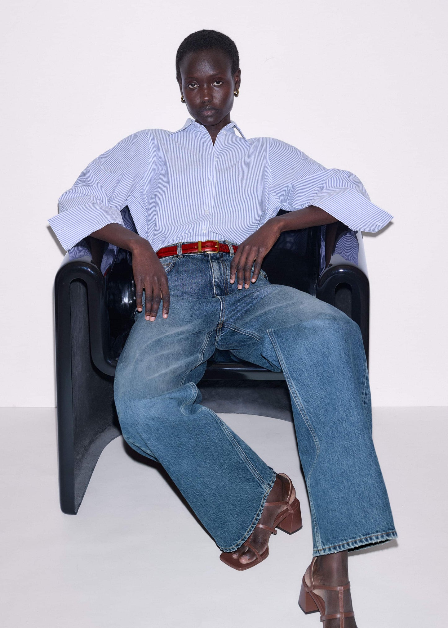Mid-Blue Ultra High Straight Leg Jean