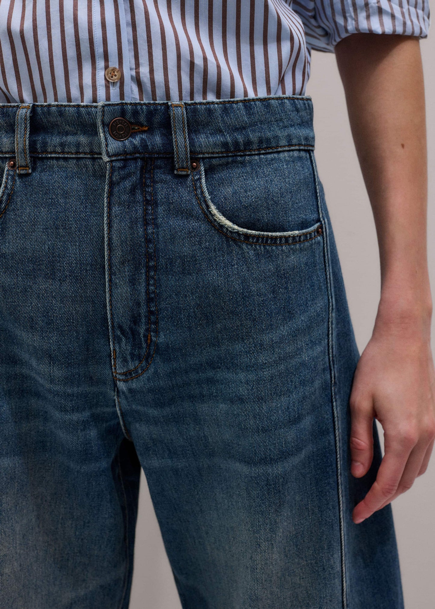 Blue Exaggerated Crop Jean