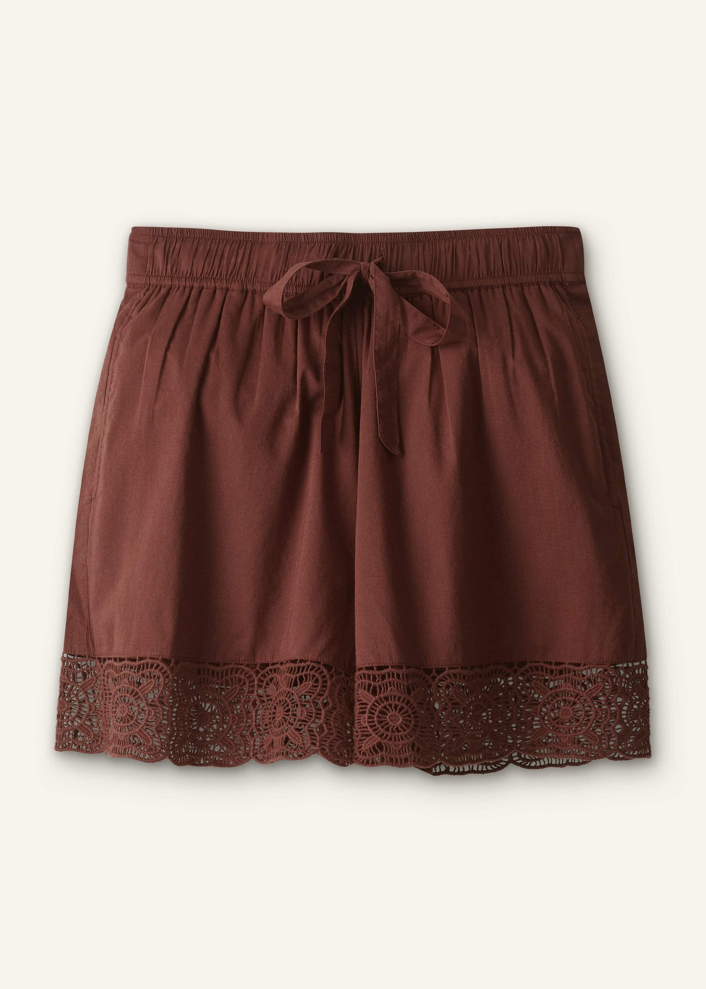 Cinnamon Brown Crochet Trim Short