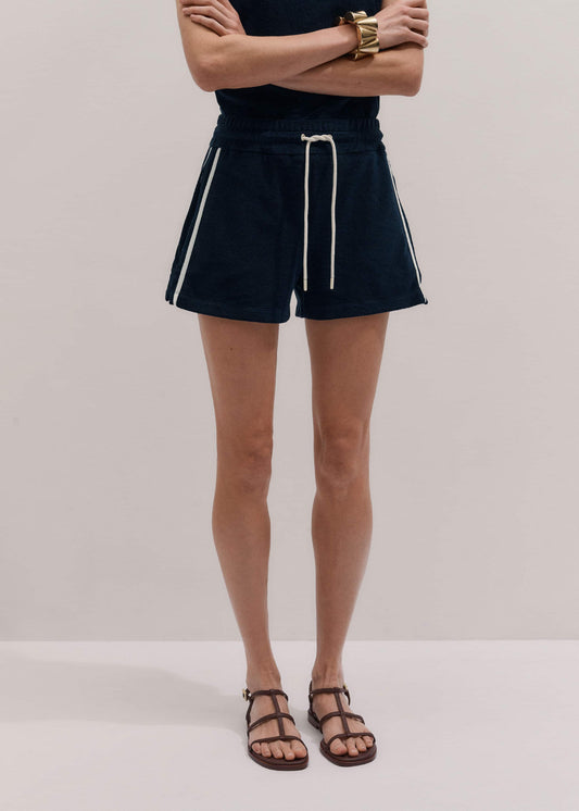 Navy Rib Trim Track Short