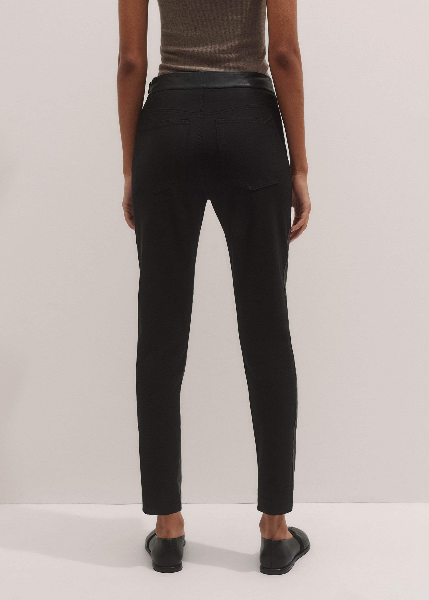 Women’s Black High Stretch Leather Mix Legging