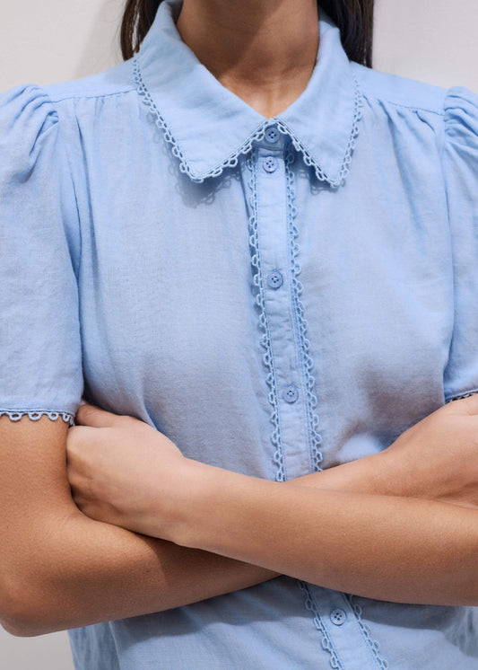 Blue Cheesecloth Summer Blouse