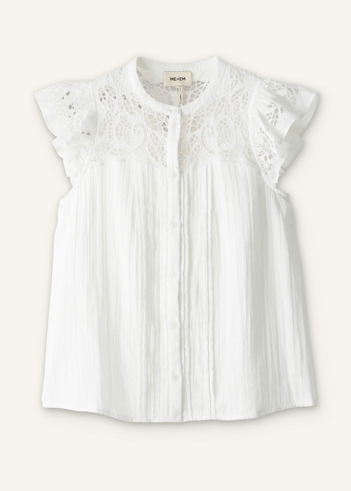 White Cheesecloth Embroidered Swing Top