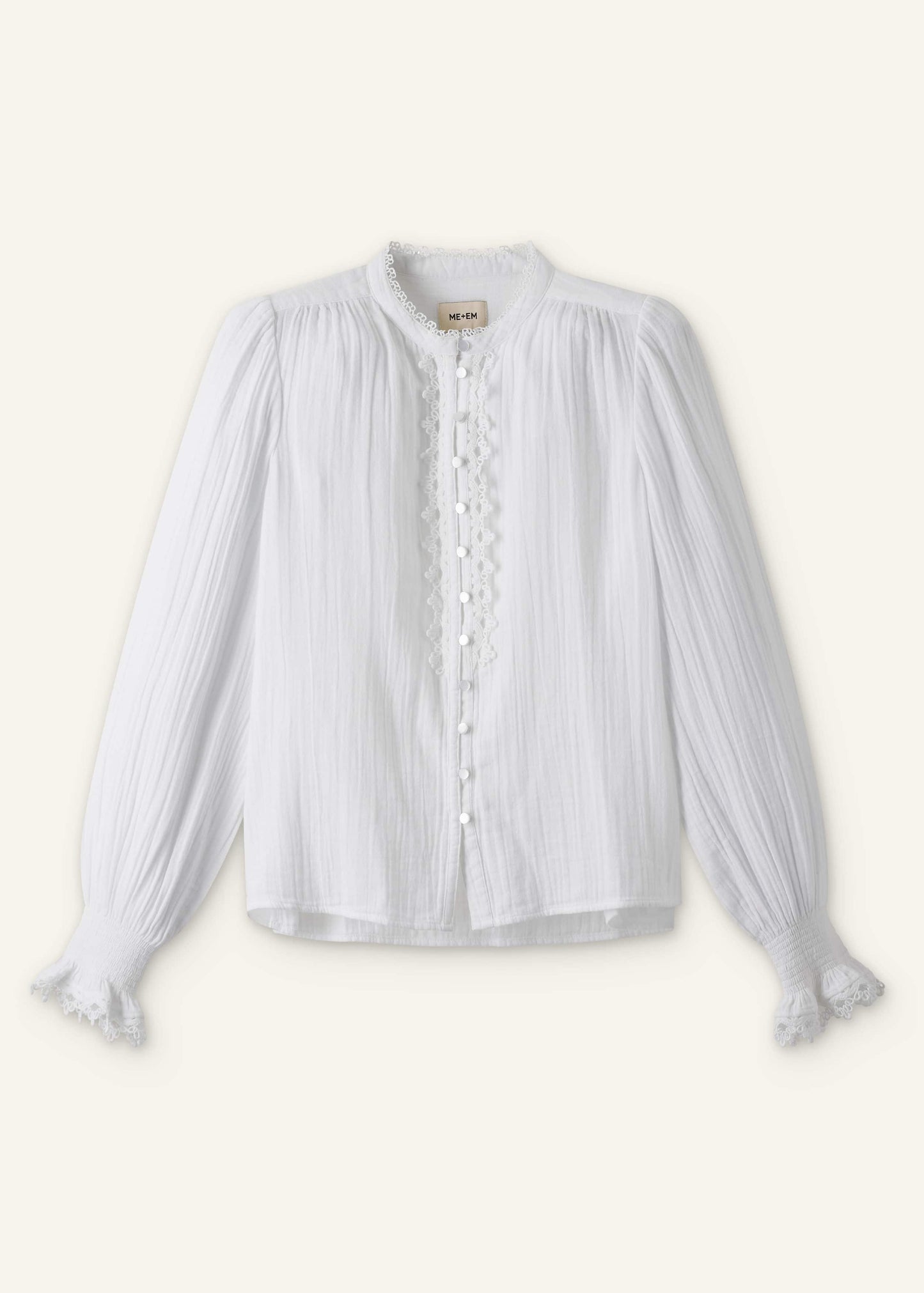 White Cheesecloth Intricate Detail Blouse