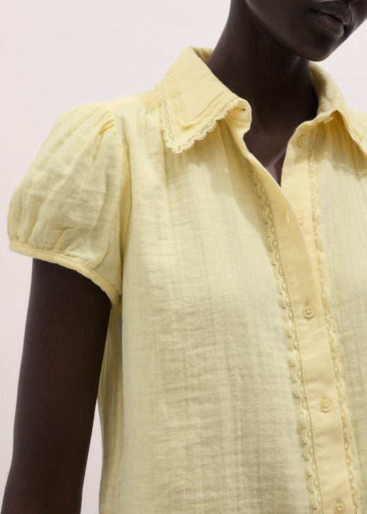 Yellow Cheesecloth Straight Summer Blouse