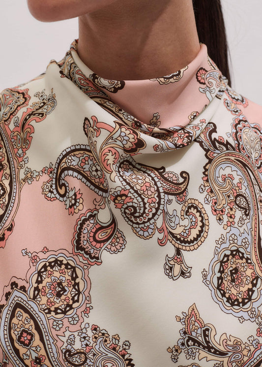 Pink Silk Draped Neck Top