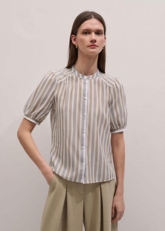 Brown Stripe Blouse + Tie