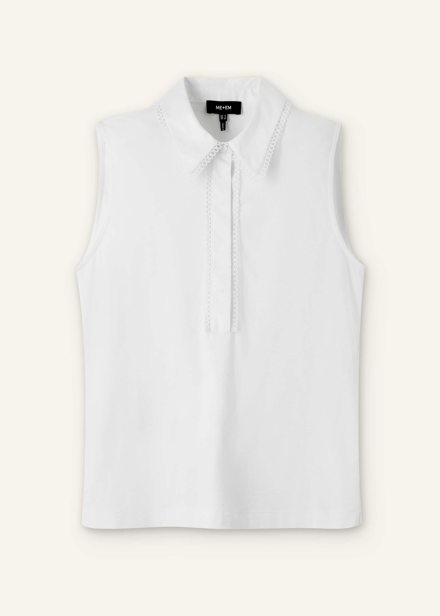 White Collared Layering Tank
