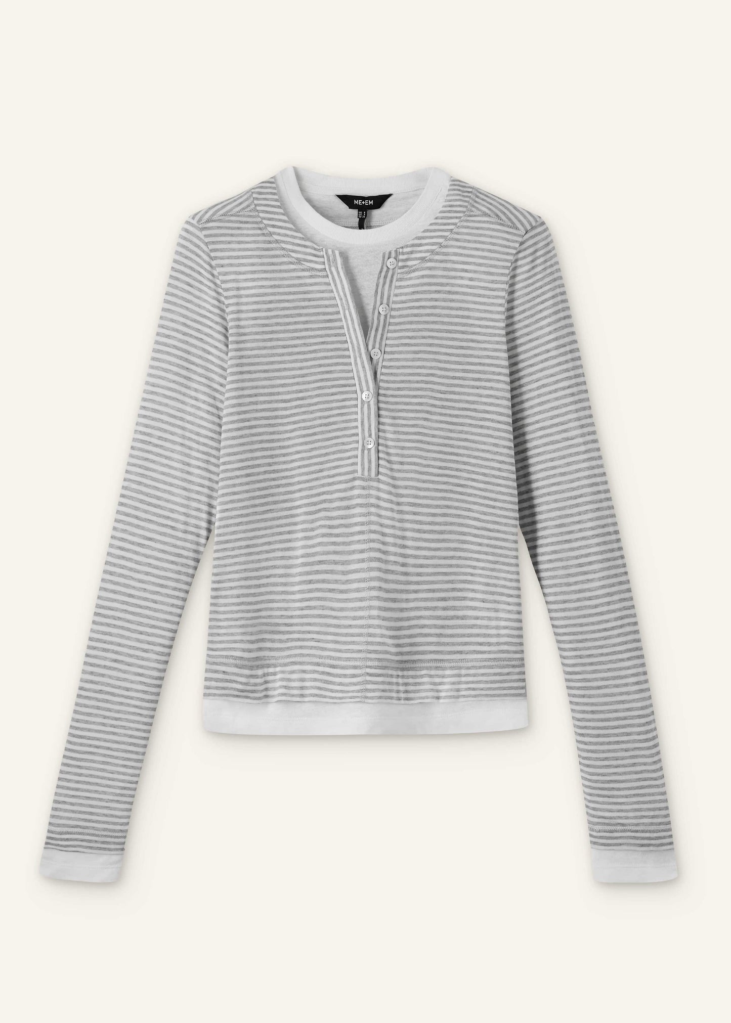 Gray Double-Layer Look Long Sleeve Top