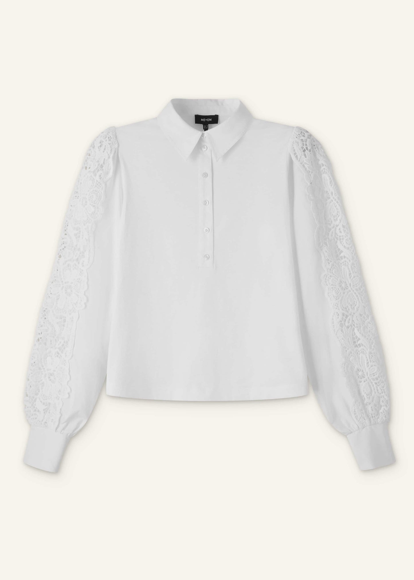 White Lace + Poplin Layering Shirt