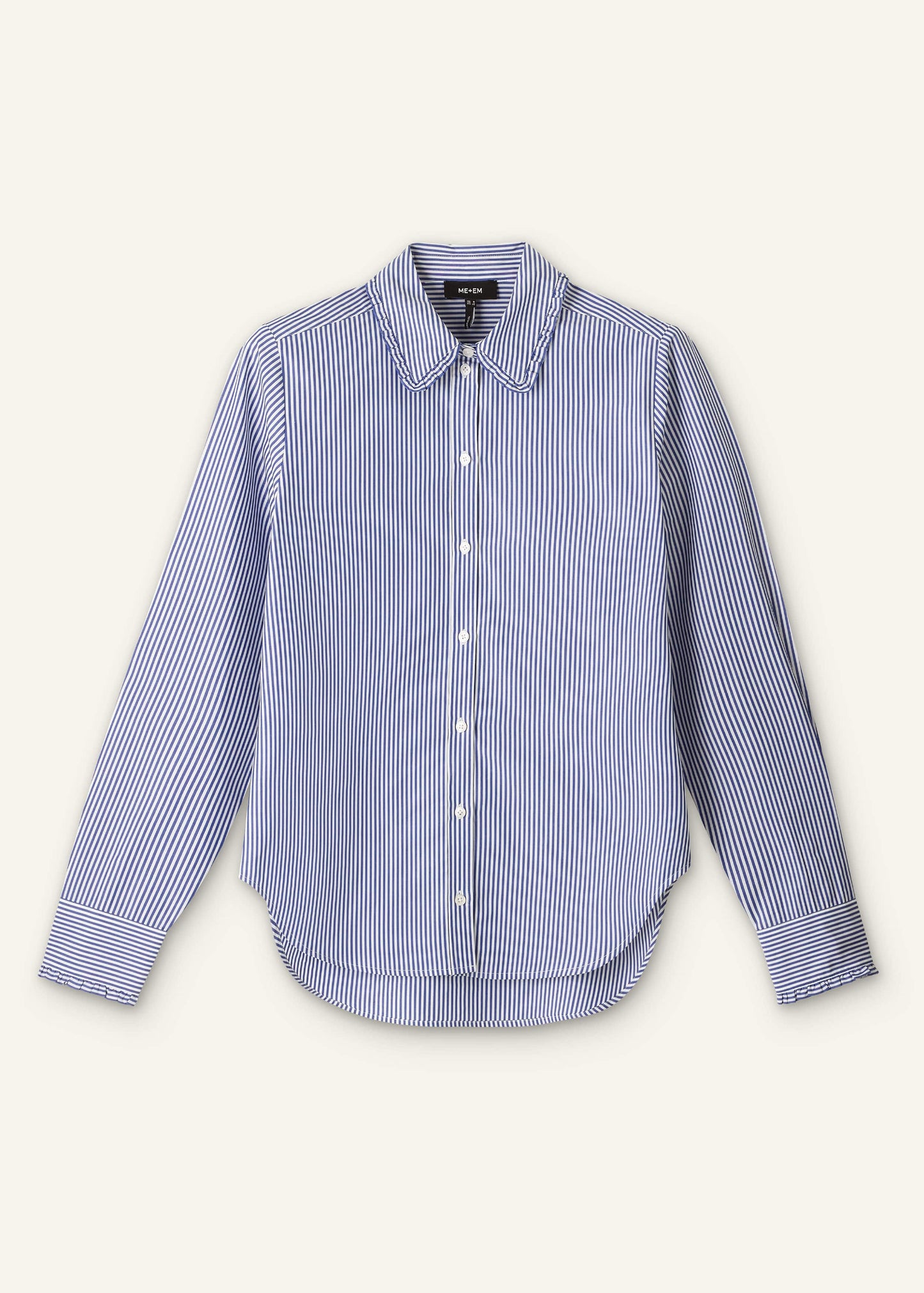 Navy Stripe Frill Collar Forever Shirt
