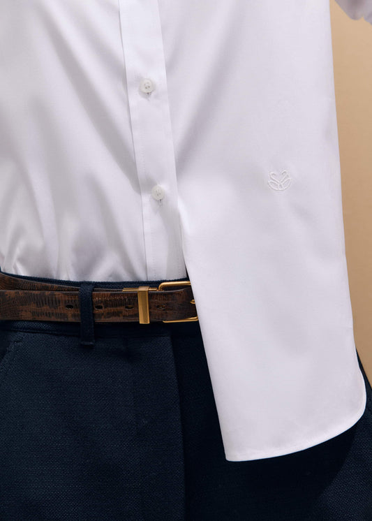 White Icon Fitted Swan Logo Shirt