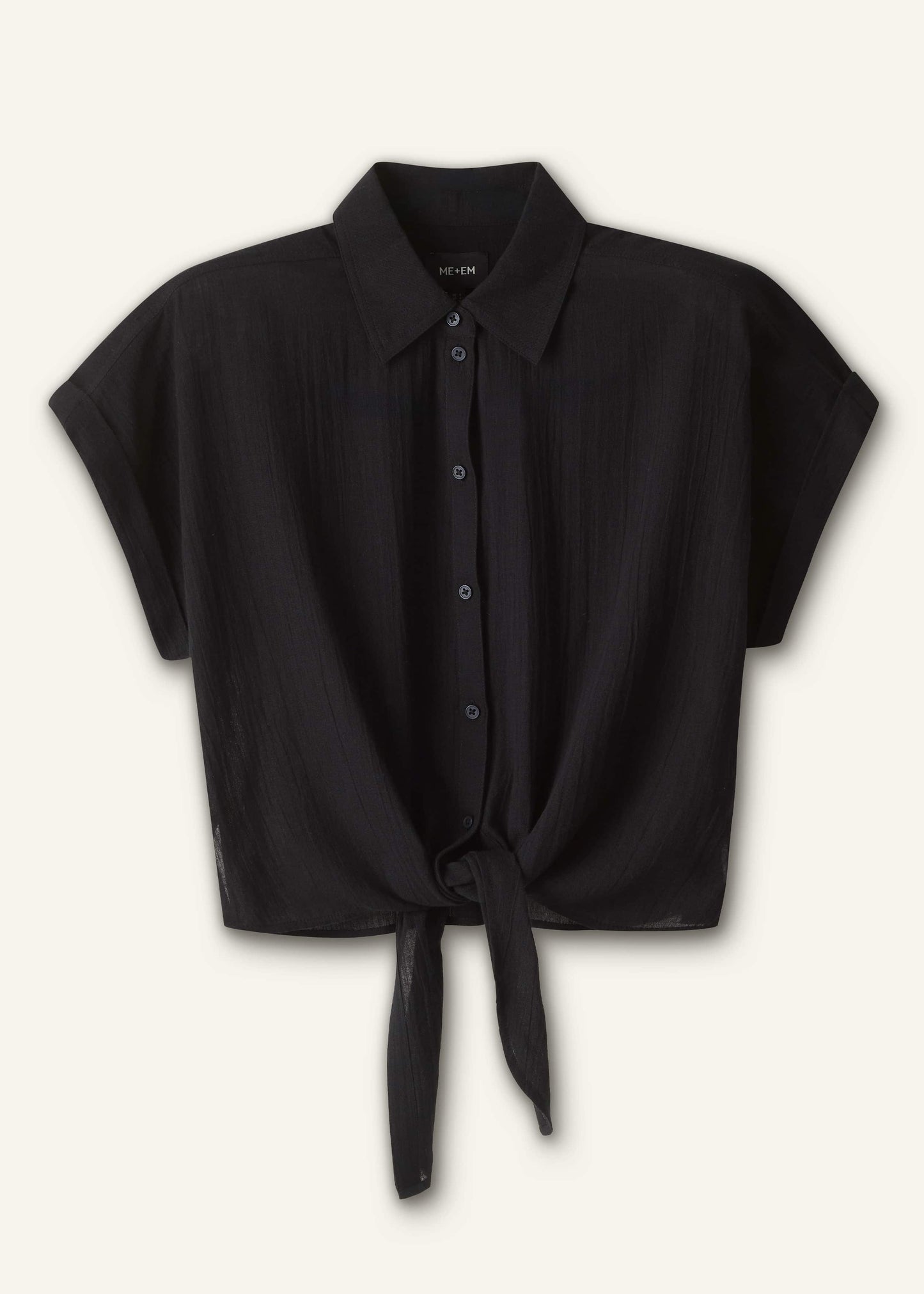 Black Tie Front Beach Shirt