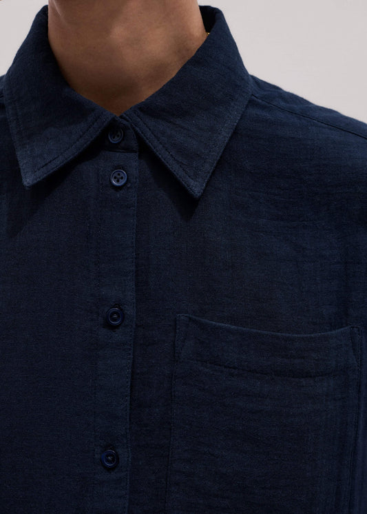Navy Cheesecloth Relaxed Summer Shirt
