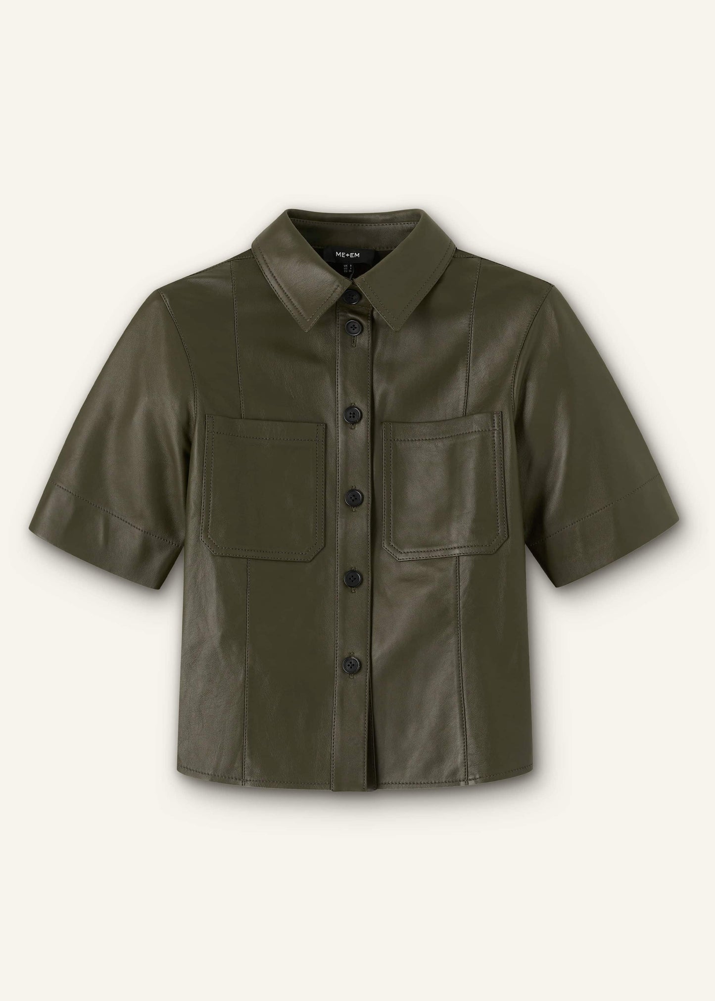 Olive Green Leather Utility Shirt