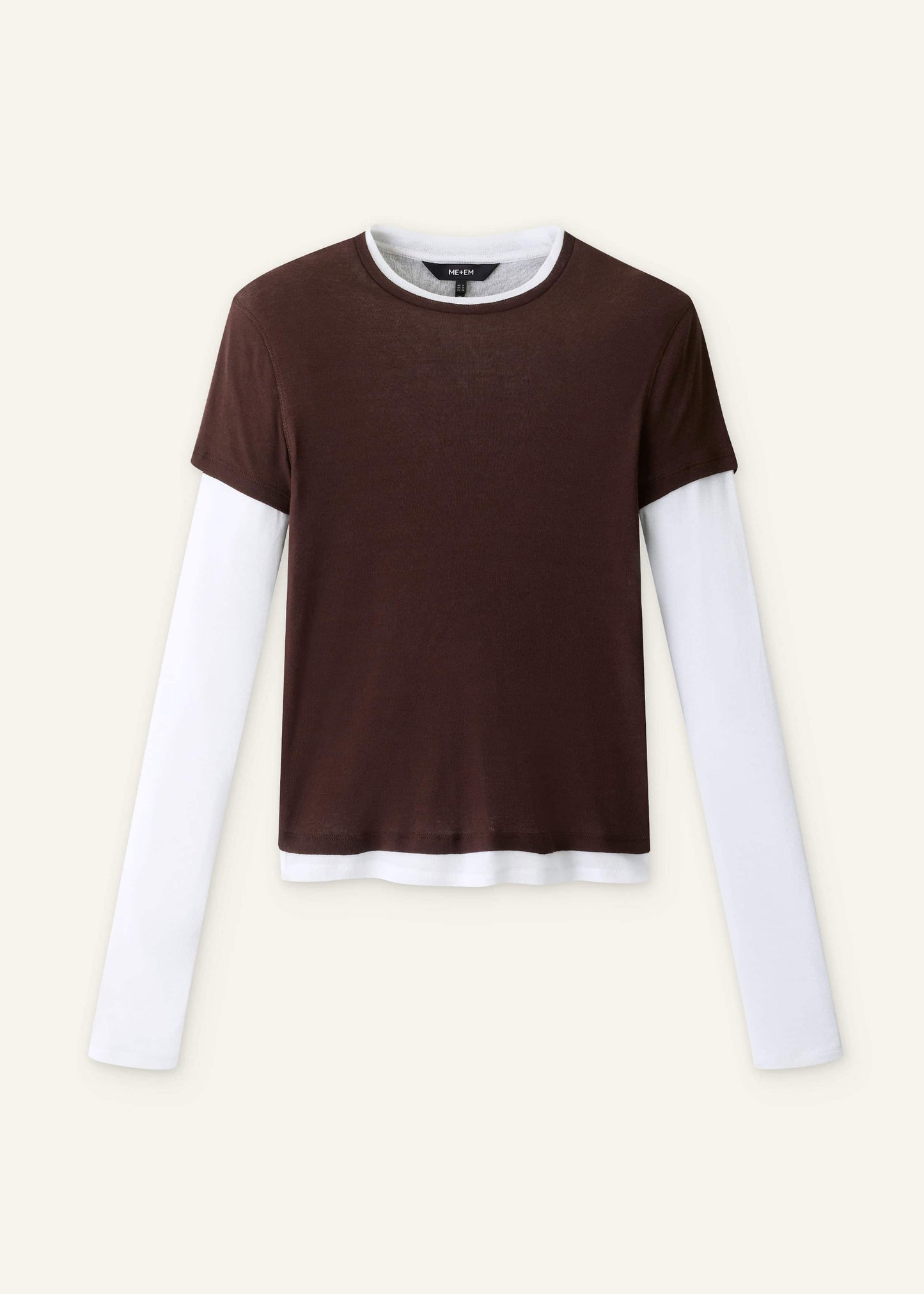 Brown Sheer Double-Layer Look Top