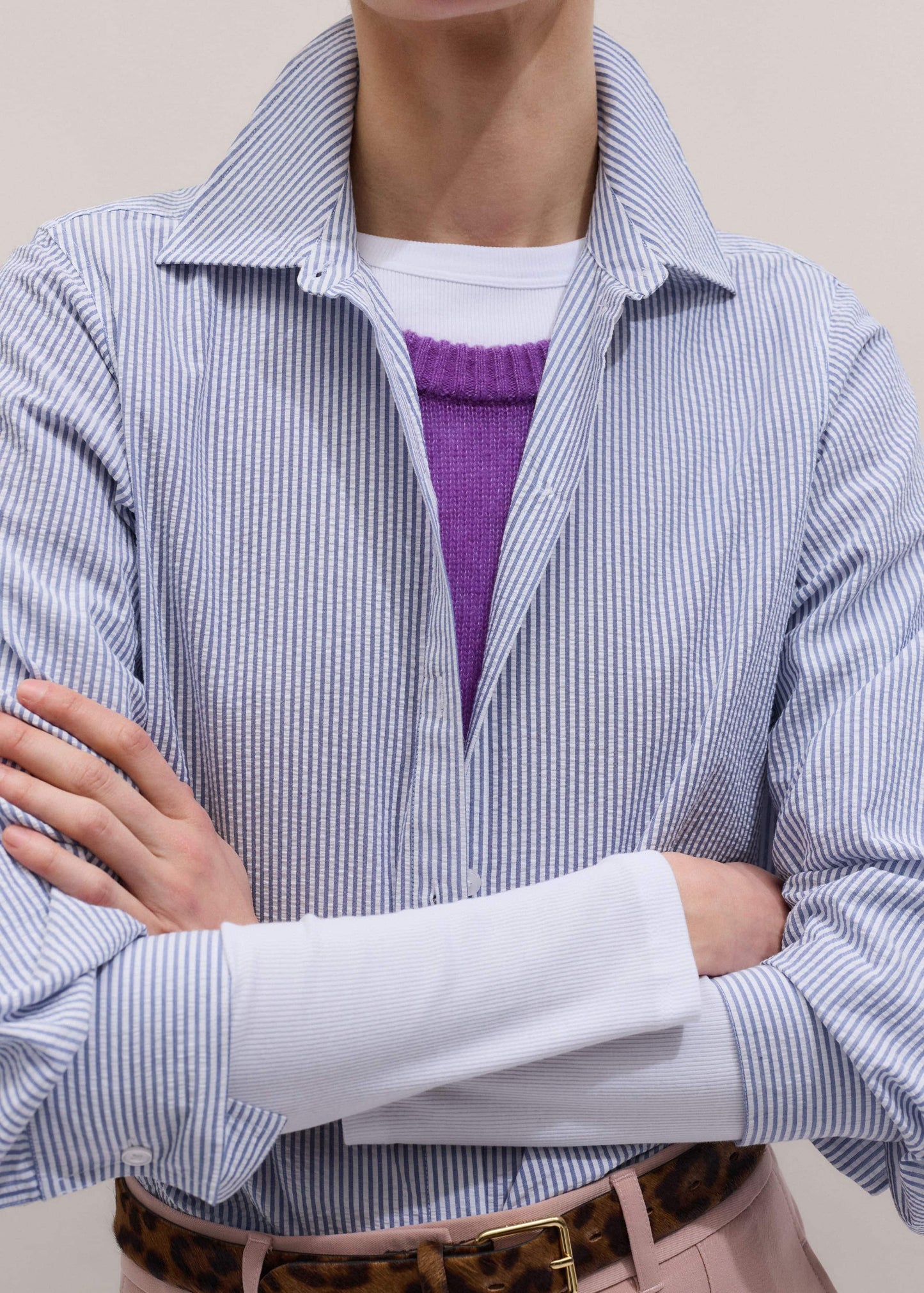 White Cotton Rib Long Sleeve Top