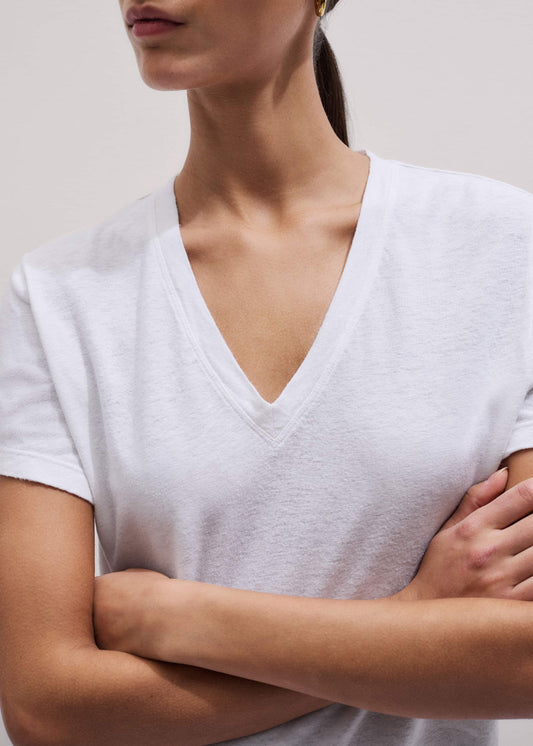 White Soft Washed V-Neck Tee