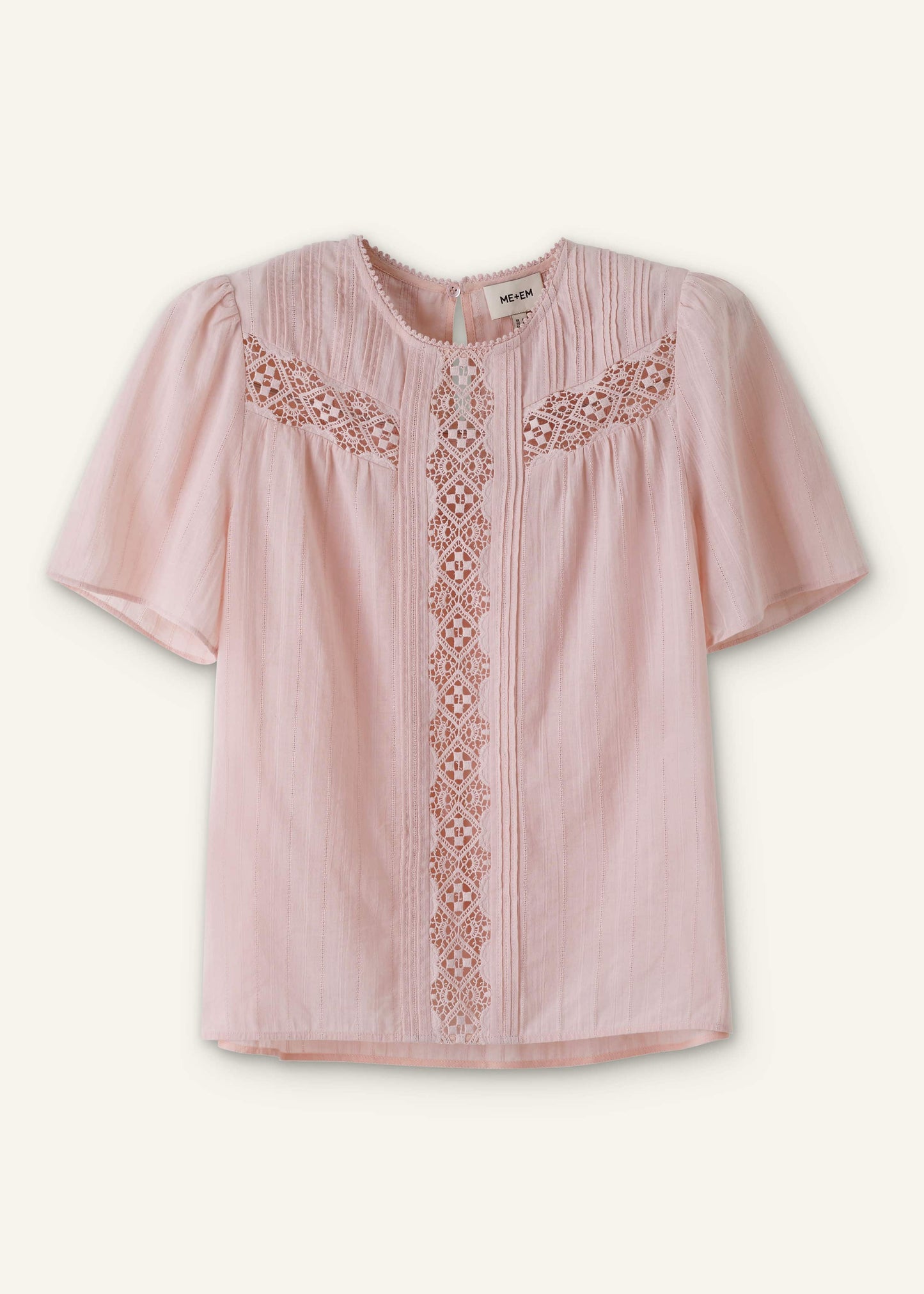 Pink Embroidered Cutout Tee