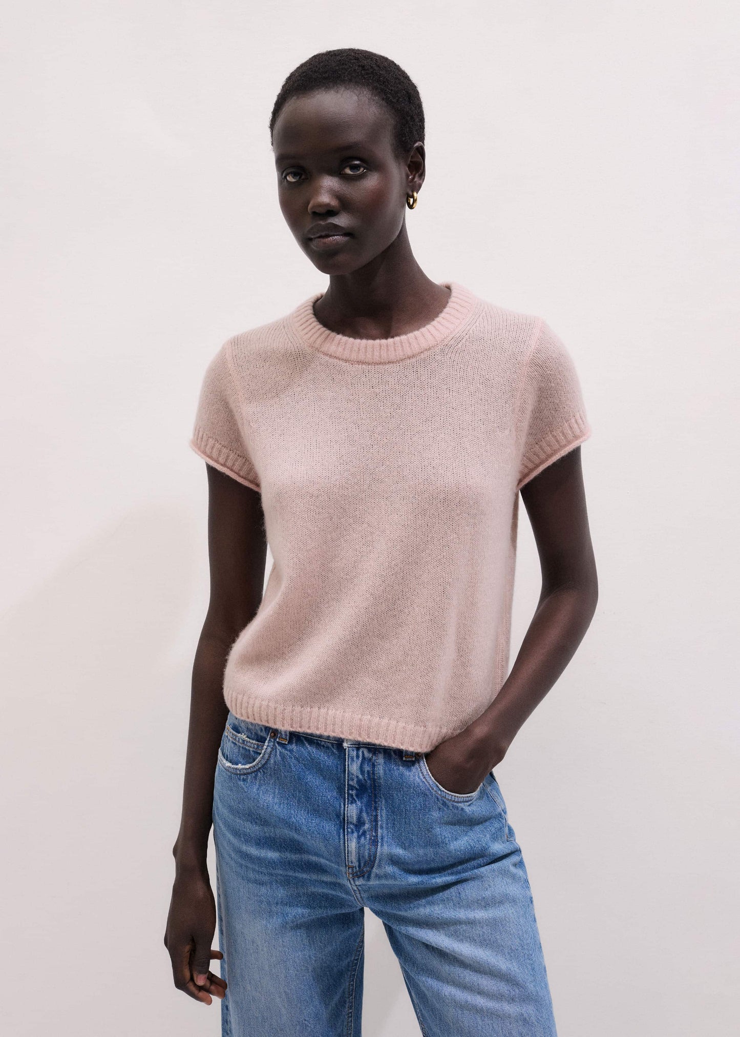 Pink Merino Cashmere Silk Straight Baby Tee