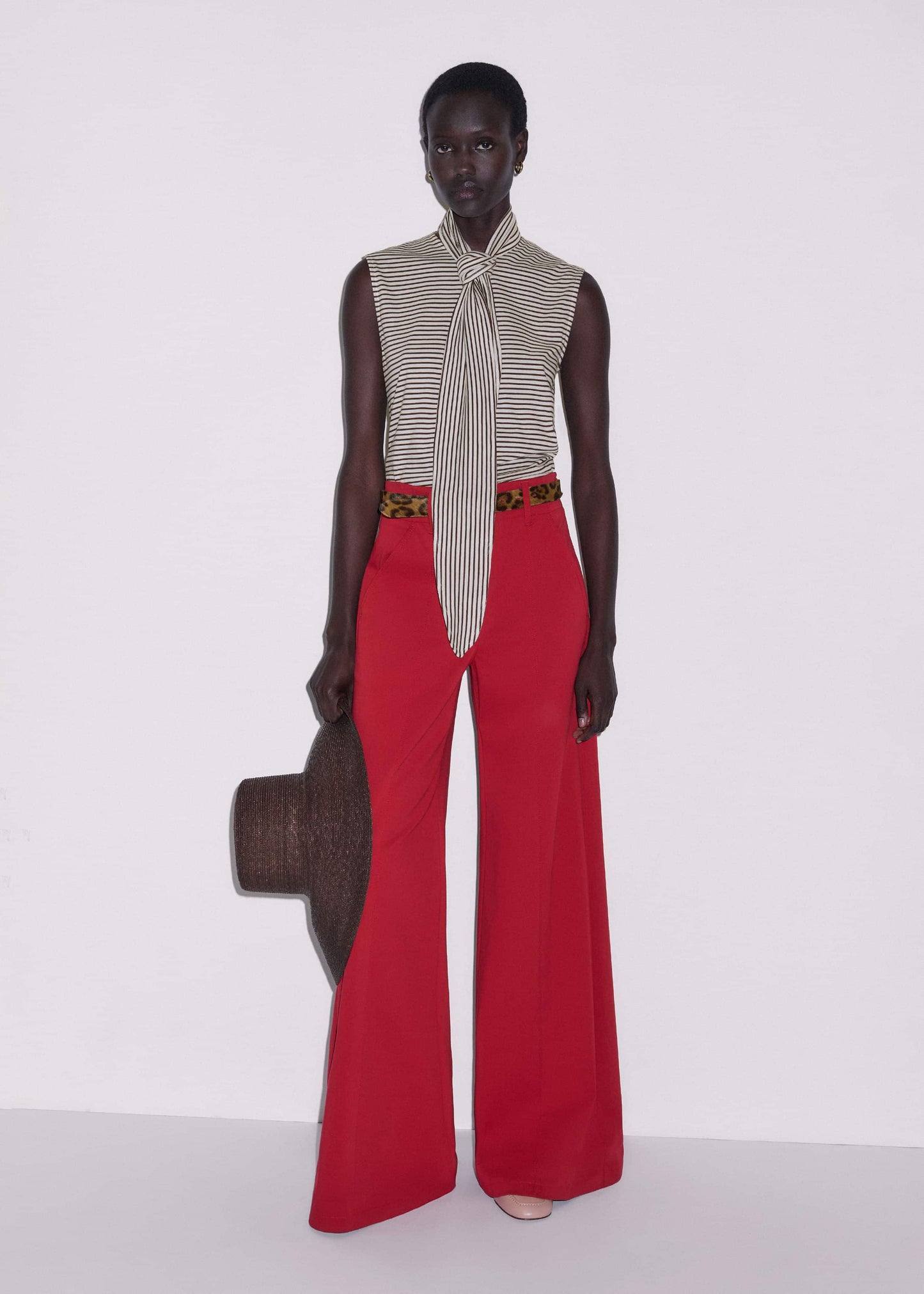 Brown Scarf Neck Tank