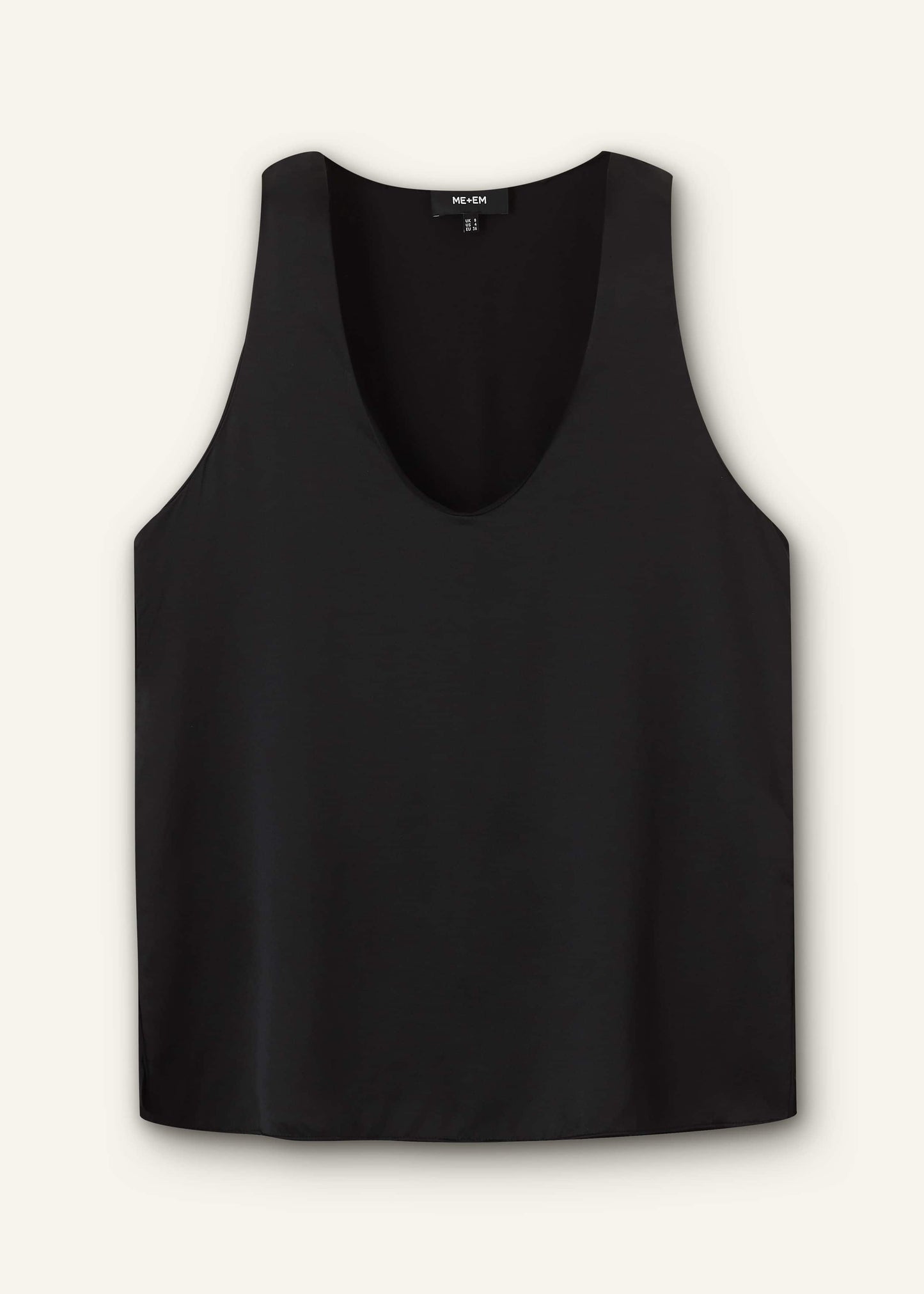 Black Silk Satin Evening Tank Top