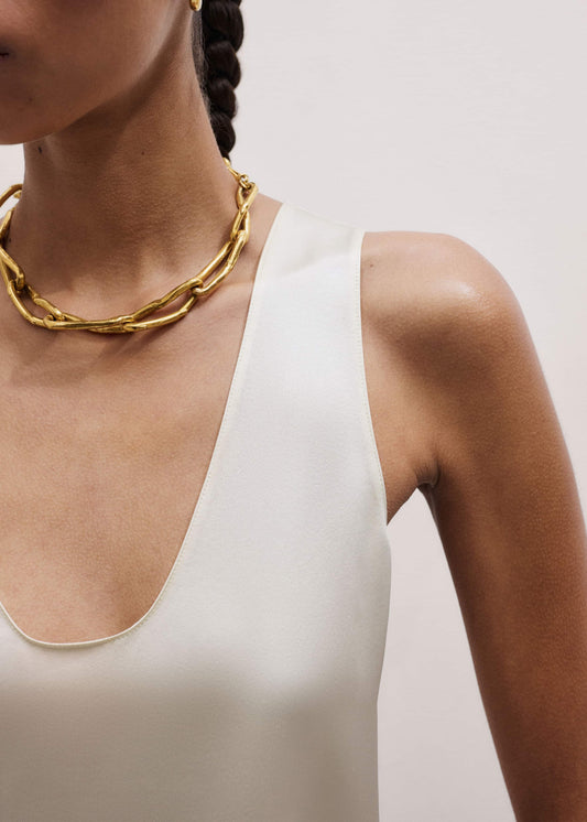 Cream Fluid Evening Tank Top