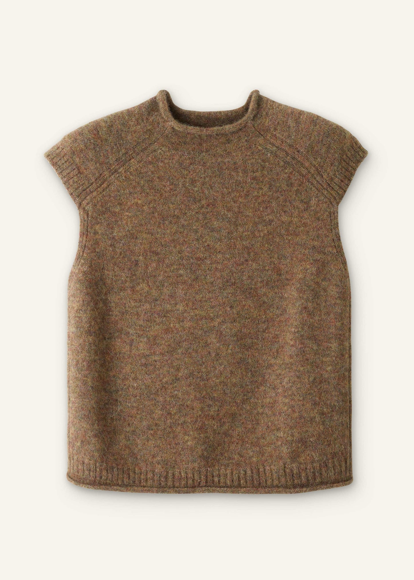 Brown Roll Trim Straight Layering Sweater Vest