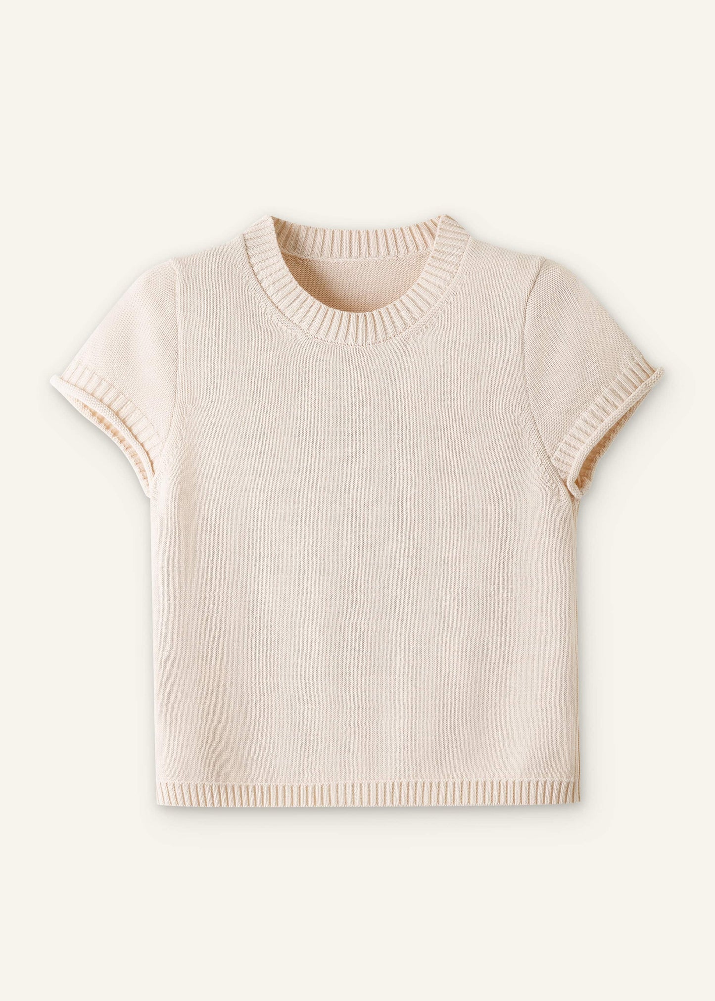 Vanilla Shrunken Straight Knit Baby Tee