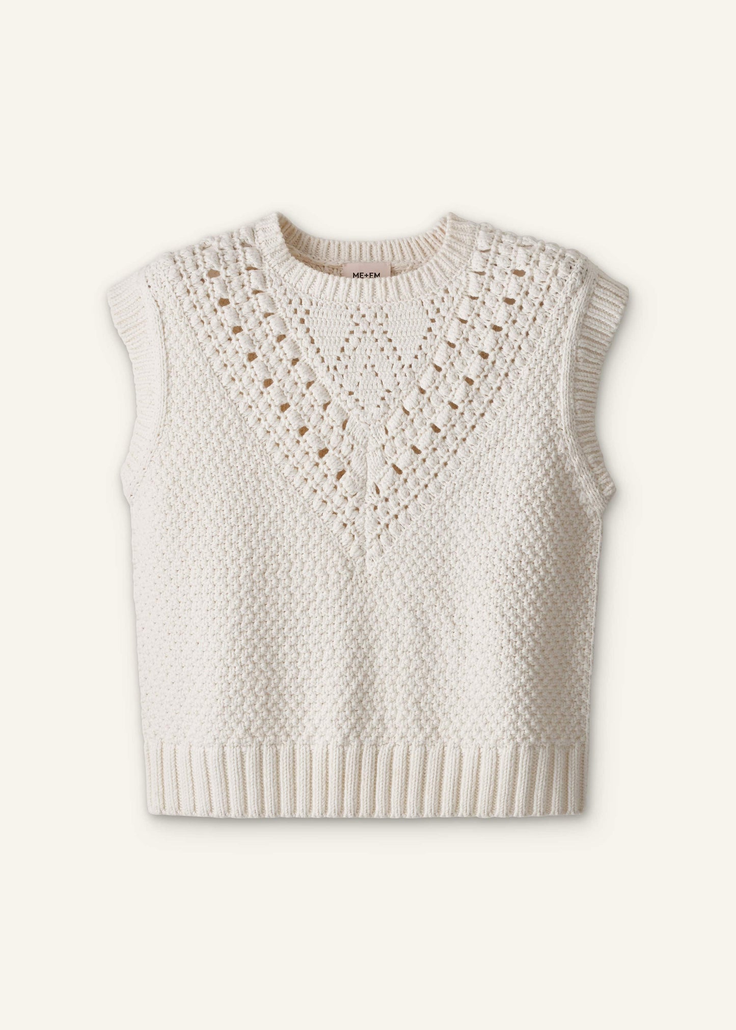 Cream Relaxed Knit Vest