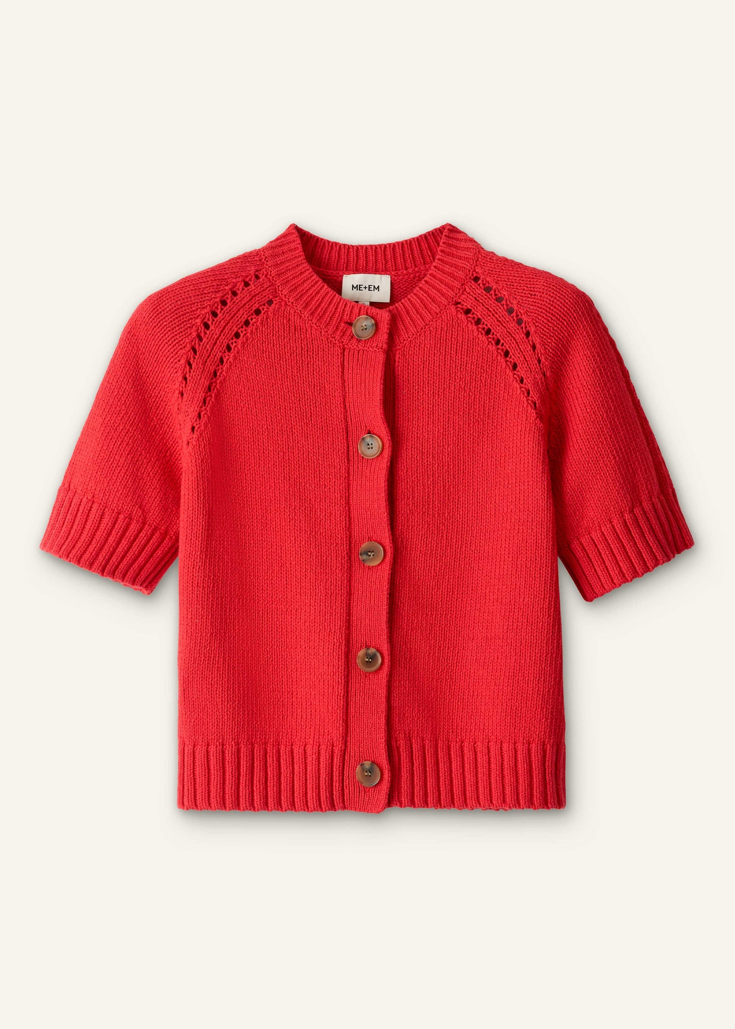 Red Short Sleeve Cardigan