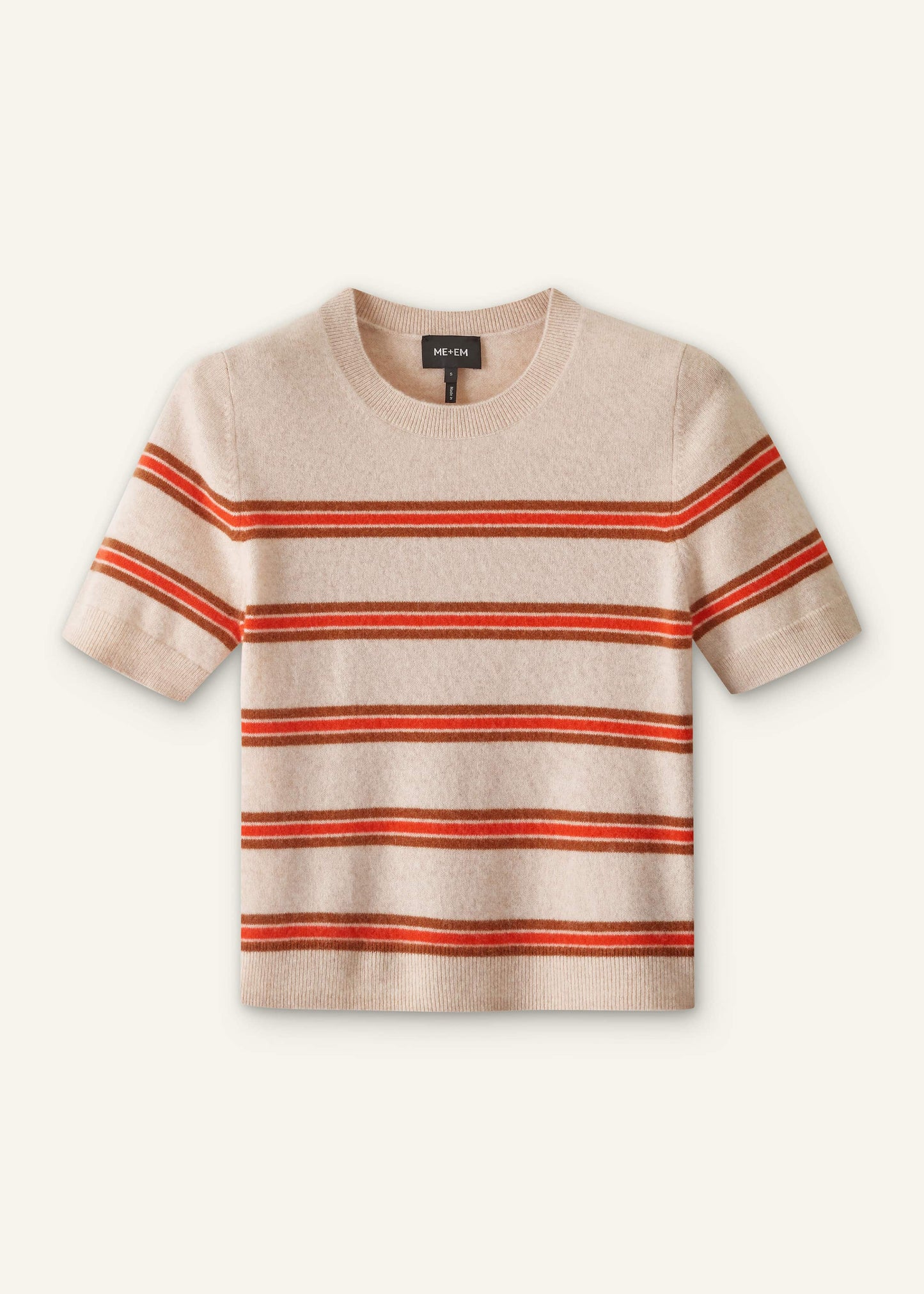 Cream Cashmere Stripe Crop Knit Tee