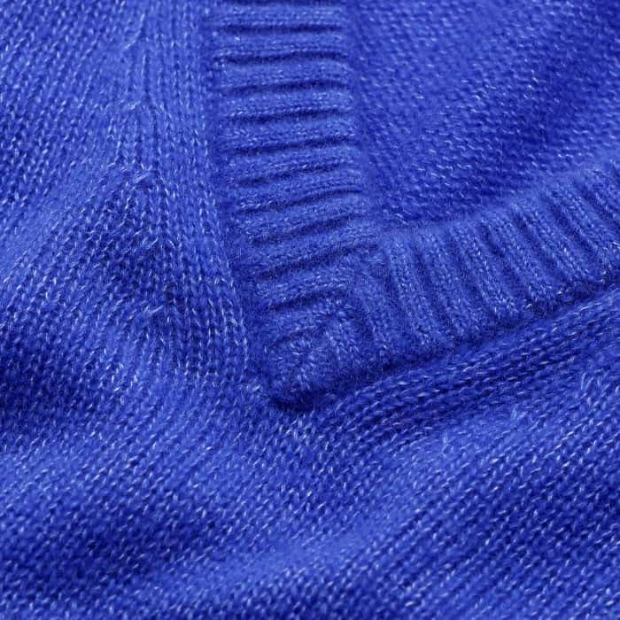 Blue Merino Cashmere Silk V-Neck Baby Tee