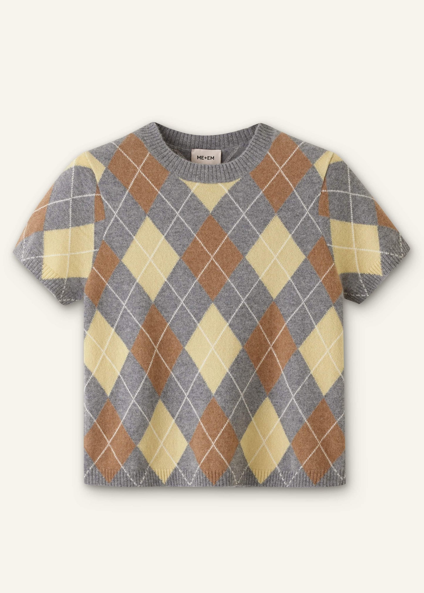 Yellow Cashmere Argyle Baby Tee
