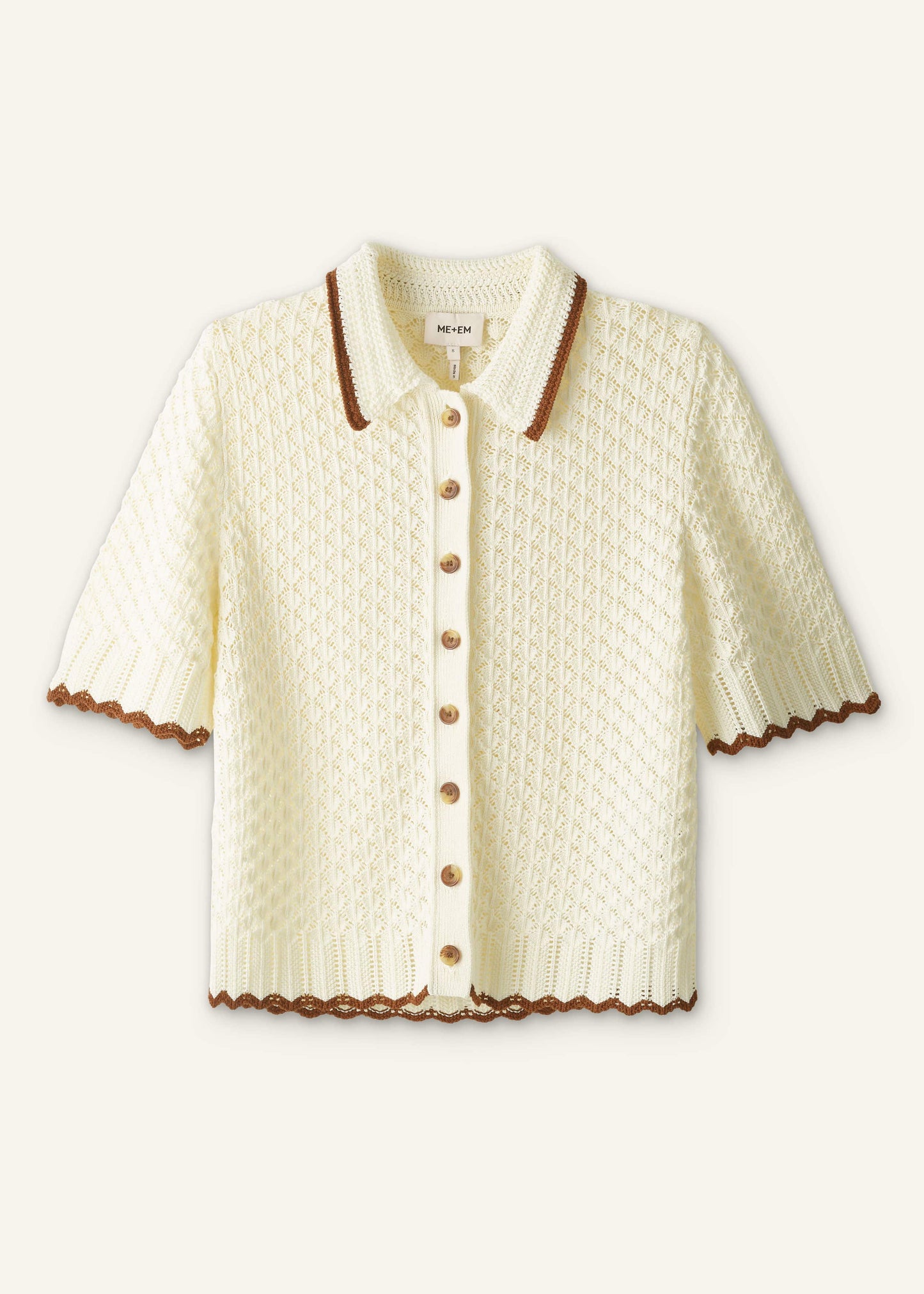Cream Straight Knit Tee