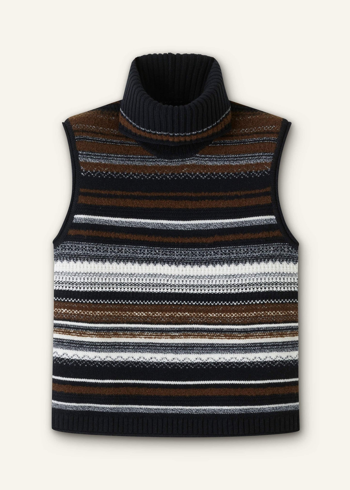 Black Textured Stitch Straight Sweater Vest + Snood