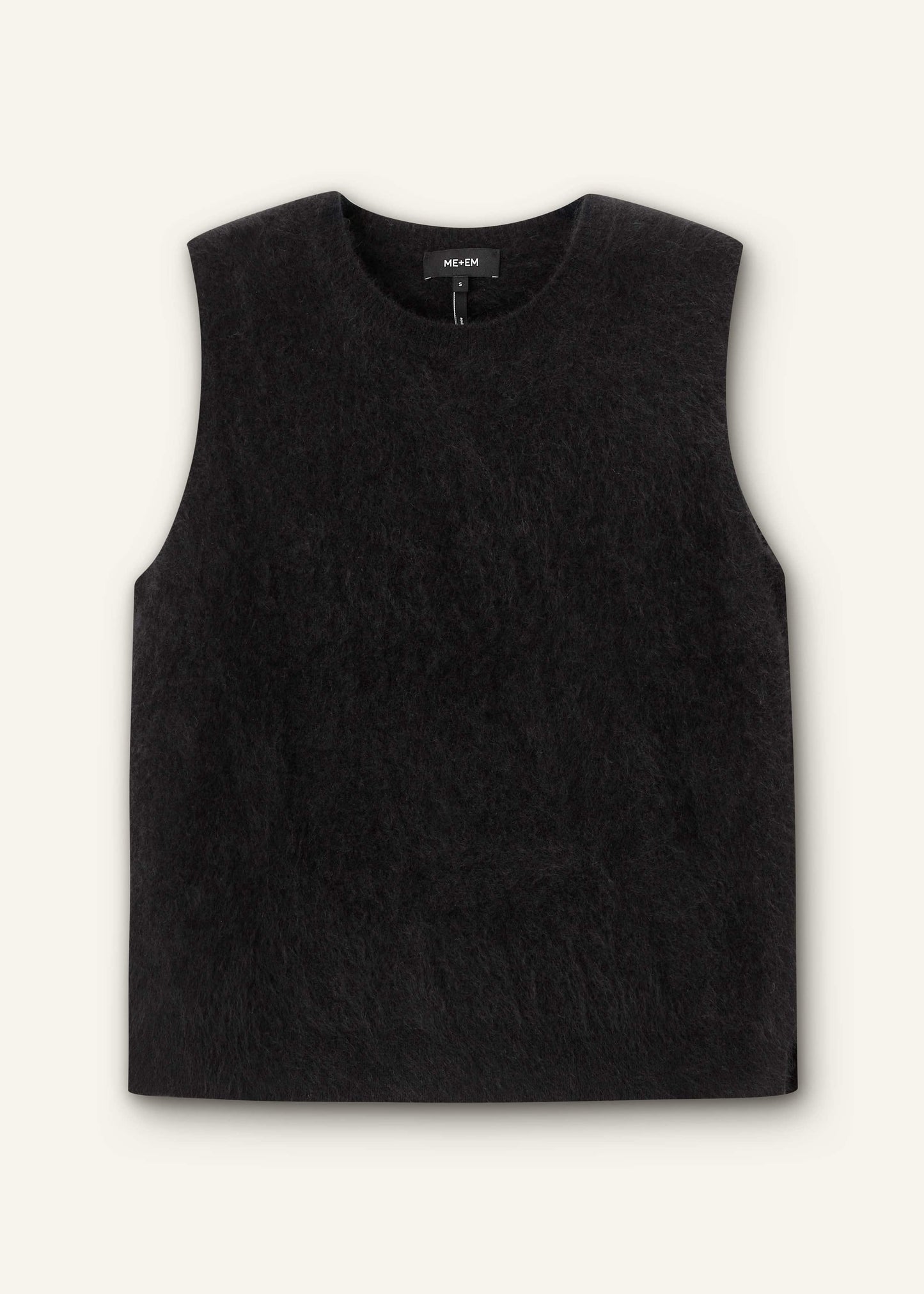 Black Brushed Cashmere Straight Sweater Vest