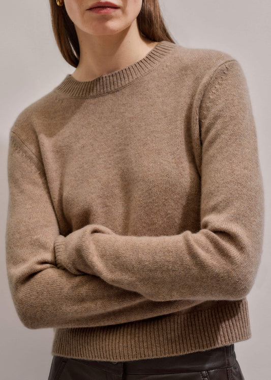 Camel Brown Cashmere Relaxed Crop Sweater