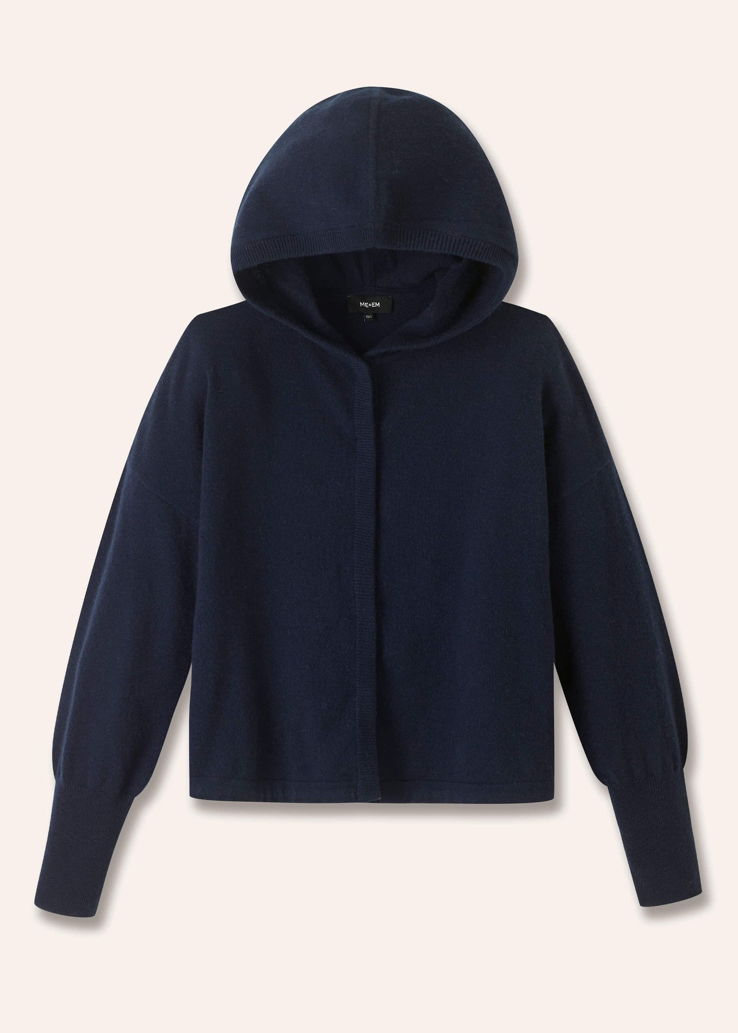 Dark Navy Cashmere Drop Shoulder Box Crop Hoodie